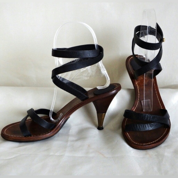 Chanel leather ankle wrap sandals - Picture 2 of 7